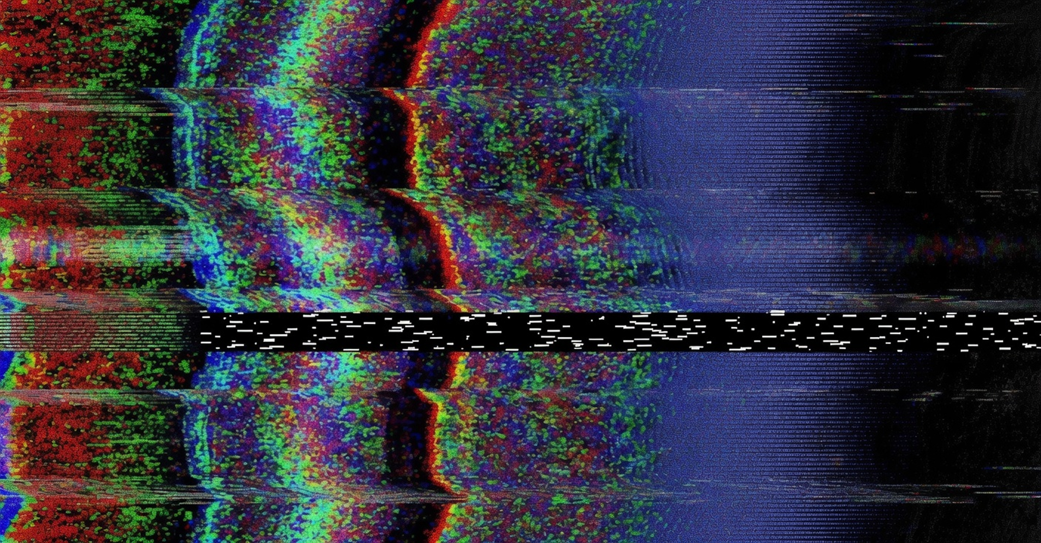 A colorful distorted television signal
